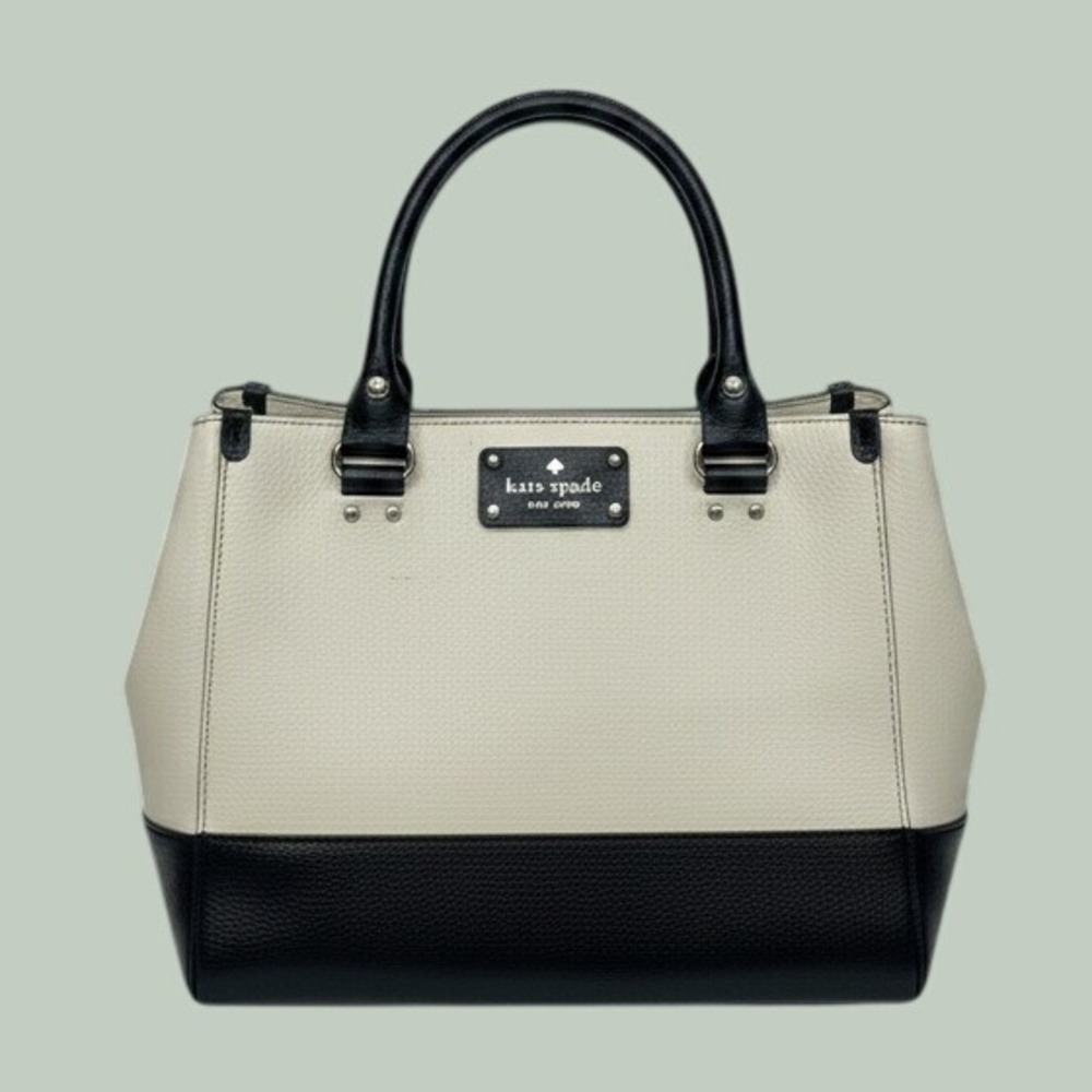 Kate Spade‎ Cedar Street Maise Satchel Bag Purse Cream Black Leather Colorblock